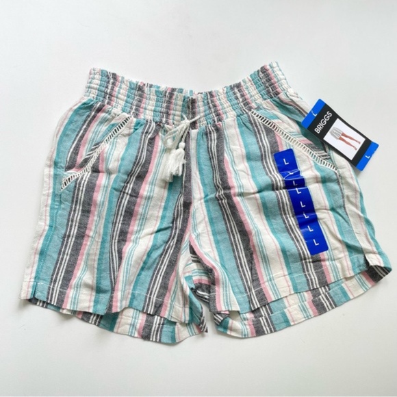 SOLD - Briggs Striped Linen Blend Shorts Women’s Large NWT - Picture 1 of 6